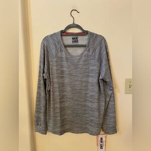Muk Luks Heather Gray Long Sleeve Top NWT Women’s Large Soft Stretch Lounge
